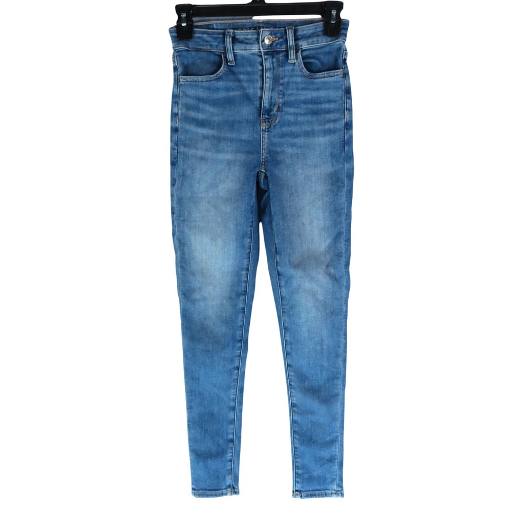 AMERICAN EAGLE Super High Rise Jegging Jeans NEXT LEVEL STRETCH Med-Wash 0 SHORT
